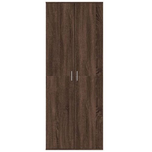 Buffet haut chêne marron 70x35x180 cm bois d'ingénierie - Photo n°3; ?>