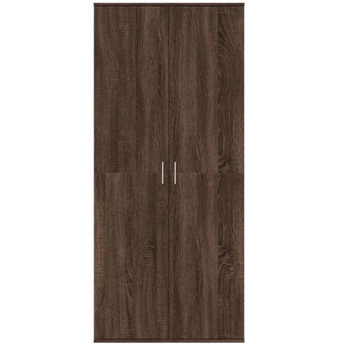 Buffet haut chêne marron 80x35x180 cm bois d'ingénierie - Photo n°3; ?>