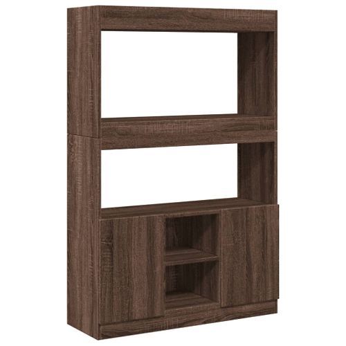 Buffet haut chêne marron 92x33x140 cm bois d'ingénierie - Photo n°2; ?>