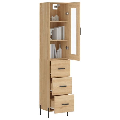 Buffet haut Chêne sonoma 34,5x34x180 cm Bois d'ingénierie - Photo n°3; ?>