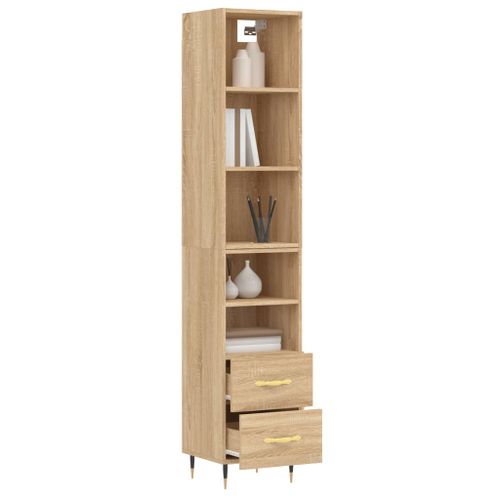 Buffet haut Chêne sonoma 34,5x34x180 cm Bois d'ingénierie - Photo n°3; ?>