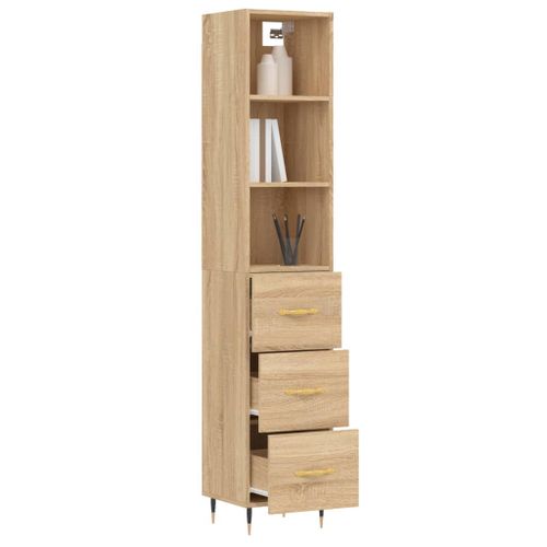 Buffet haut Chêne sonoma 34,5x34x180 cm Bois d'ingénierie - Photo n°3; ?>