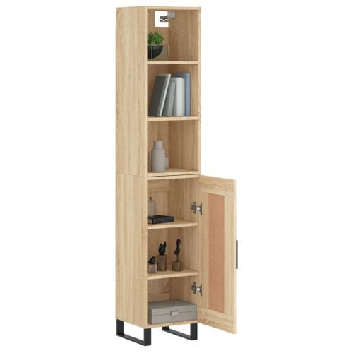 Buffet haut Chêne sonoma 34,5x34x180 cm Bois d'ingénierie - Photo n°3; ?>