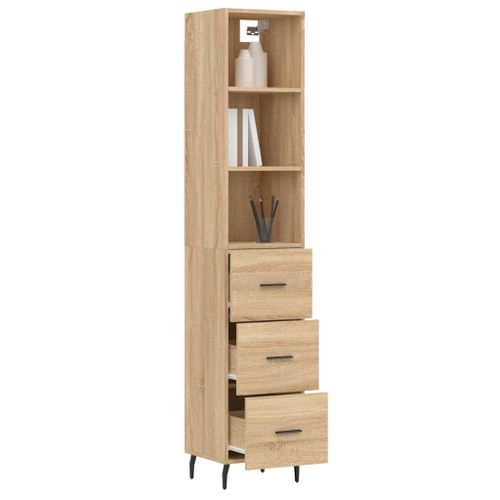 Buffet haut Chêne sonoma 34,5x34x180 cm Bois d'ingénierie - Photo n°3; ?>