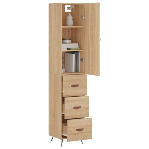 Buffet haut Chêne sonoma 34,5x34x180 cm Bois d'ingénierie - Photo n°3; ?>