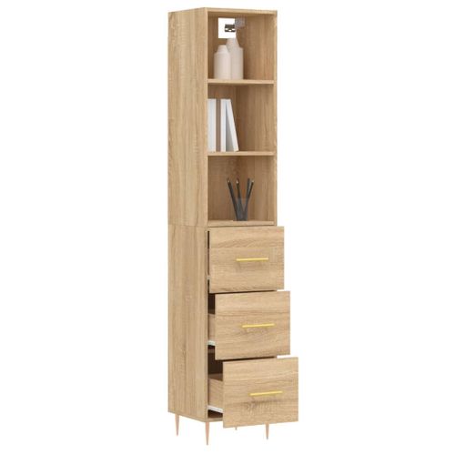 Buffet haut Chêne sonoma 34,5x34x180 cm Bois d'ingénierie - Photo n°3; ?>