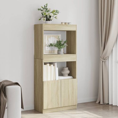 Buffet haut chêne sonoma 63x33x140 cm bois d'ingénierie - Photo n°3; ?>