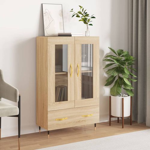 Buffet haut chêne sonoma 69,5x31x115 cm bois d'ingénierie - Photo n°2; ?>