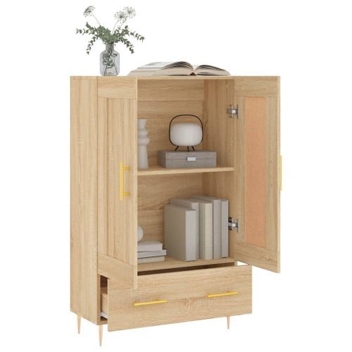 Buffet haut chêne sonoma 69,5x31x115 cm bois d'ingénierie - Photo n°3; ?>