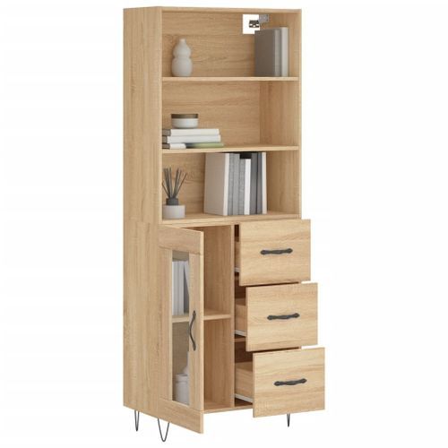 Buffet haut Chêne sonoma 69,5x34x180 cm Bois d'ingénierie - Photo n°3; ?>