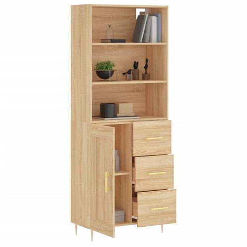 Buffet haut Chêne sonoma 69,5x34x180 cm Bois d'ingénierie - Photo n°3; ?>