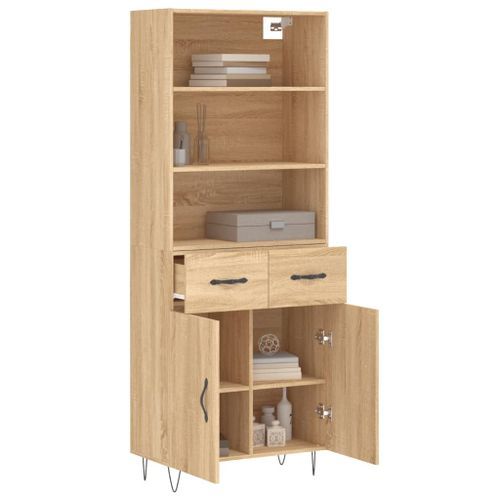 Buffet haut Chêne sonoma 69,5x34x180 cm Bois d'ingénierie - Photo n°3; ?>