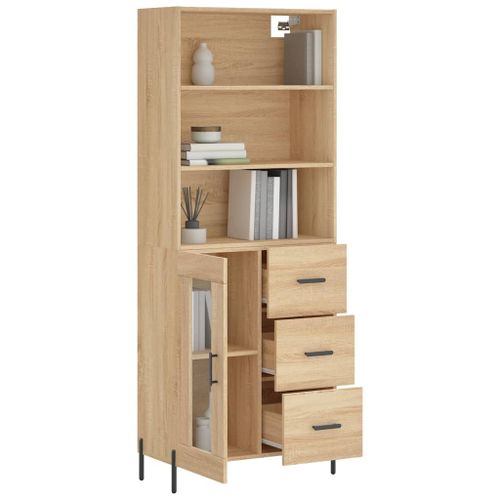 Buffet haut Chêne sonoma 69,5x34x180 cm Bois d'ingénierie - Photo n°3; ?>