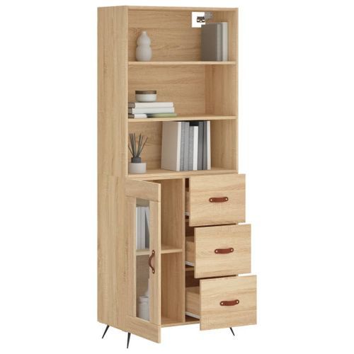 Buffet haut Chêne sonoma 69,5x34x180 cm Bois d'ingénierie - Photo n°3; ?>