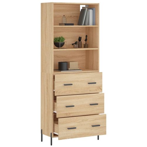 Buffet haut Chêne sonoma 69,5x34x180 cm Bois d'ingénierie - Photo n°3; ?>