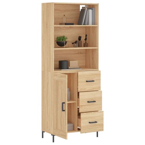 Buffet haut Chêne sonoma 69,5x34x180 cm Bois d'ingénierie - Photo n°3; ?>