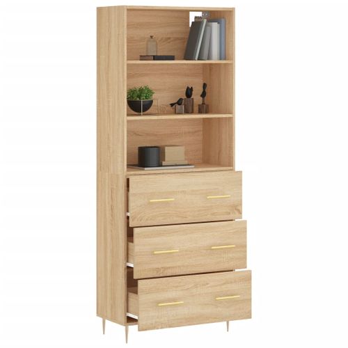 Buffet haut Chêne sonoma 69,5x34x180 cm Bois d'ingénierie - Photo n°3; ?>