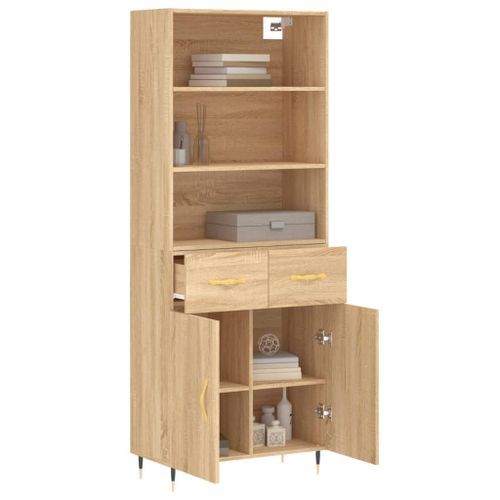 Buffet haut Chêne sonoma 69,5x34x180 cm Bois d'ingénierie - Photo n°3; ?>