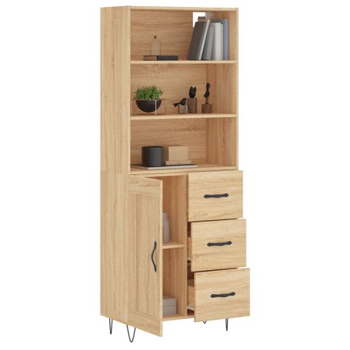 Buffet haut Chêne sonoma 69,5x34x180 cm Bois d'ingénierie - Photo n°3; ?>