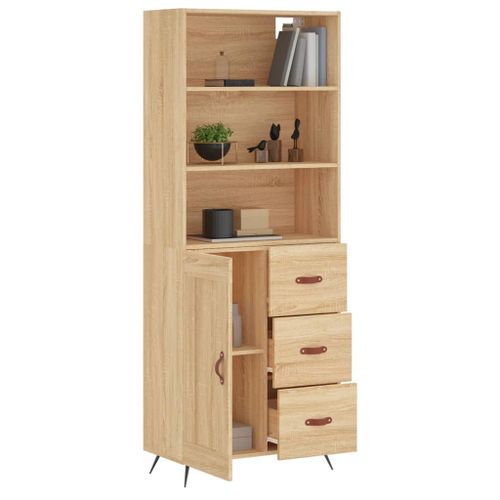 Buffet haut Chêne sonoma 69,5x34x180 cm Bois d'ingénierie - Photo n°3; ?>