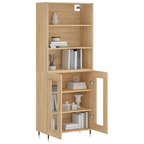 Buffet haut Chêne sonoma 69,5x34x180 cm Bois d'ingénierie - Photo n°3; ?>