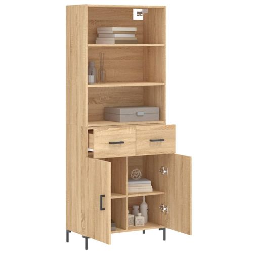 Buffet haut Chêne sonoma 69,5x34x180 cm Bois d'ingénierie - Photo n°3; ?>