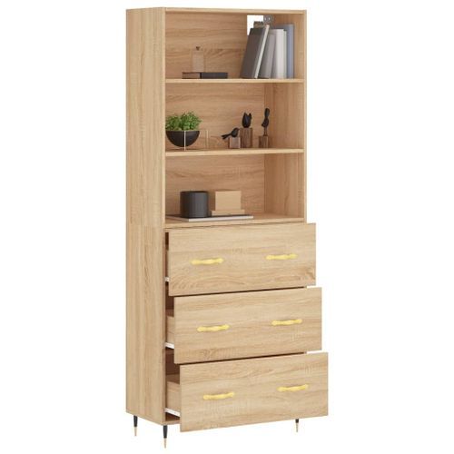 Buffet haut Chêne sonoma 69,5x34x180 cm Bois d'ingénierie - Photo n°3; ?>