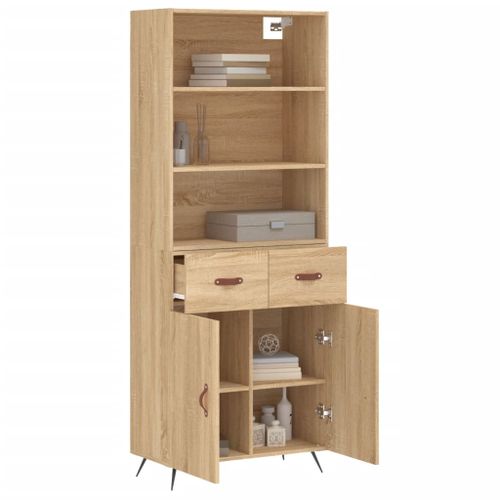 Buffet haut Chêne sonoma 69,5x34x180 cm Bois d'ingénierie - Photo n°3; ?>