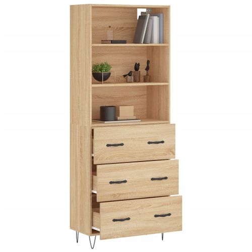 Buffet haut Chêne sonoma 69,5x34x180 cm Bois d'ingénierie - Photo n°3; ?>