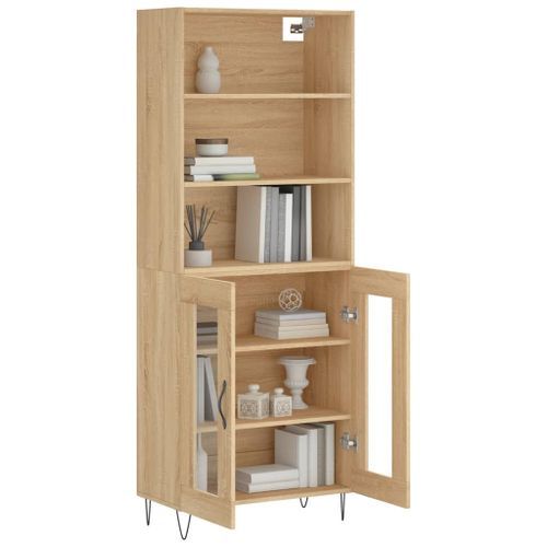 Buffet haut Chêne sonoma 69,5x34x180 cm Bois d'ingénierie - Photo n°3; ?>