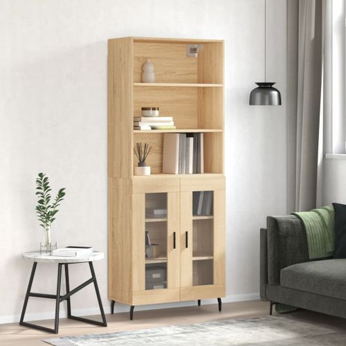 Buffet haut Chêne sonoma 69,5x34x180 cm Bois d'ingénierie - Photo n°2; ?>