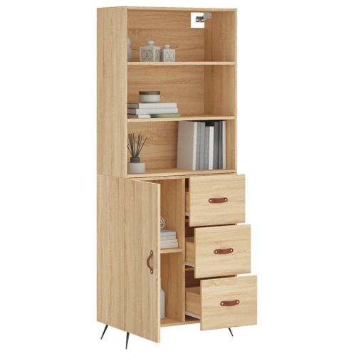 Buffet haut Chêne sonoma 69,5x34x180 cm Bois d'ingénierie - Photo n°3; ?>