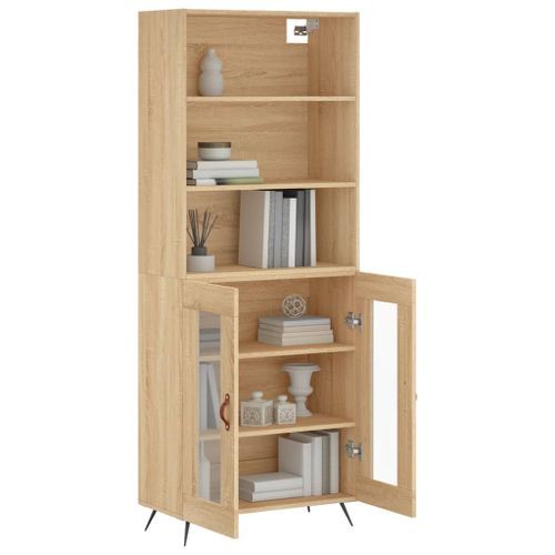 Buffet haut Chêne sonoma 69,5x34x180 cm Bois d'ingénierie - Photo n°3; ?>