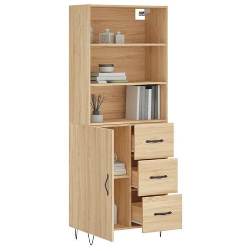 Buffet haut Chêne sonoma 69,5x34x180 cm Bois d'ingénierie - Photo n°3; ?>