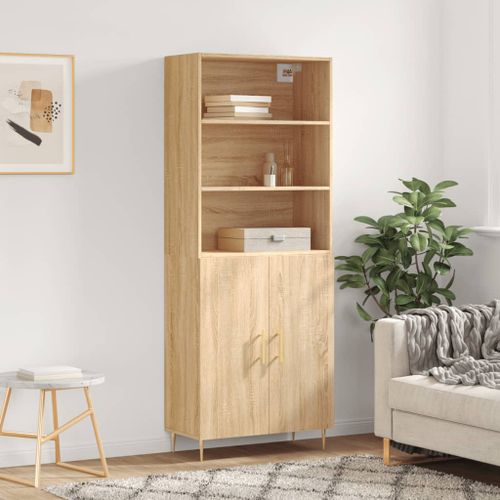 Buffet haut Chêne sonoma 69,5x34x180 cm Bois d'ingénierie - Photo n°2; ?>