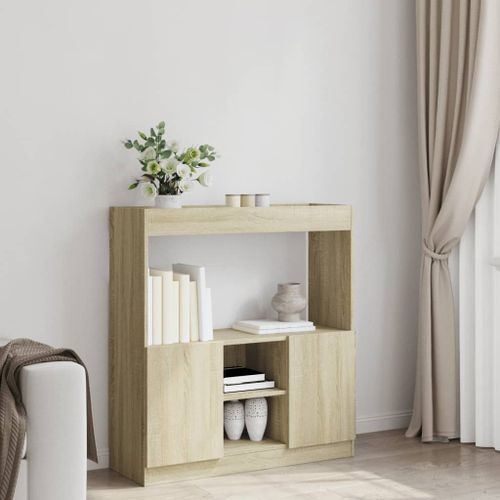 Buffet haut chêne sonoma 92x33x100 cm bois d'ingénierie - Photo n°3; ?>