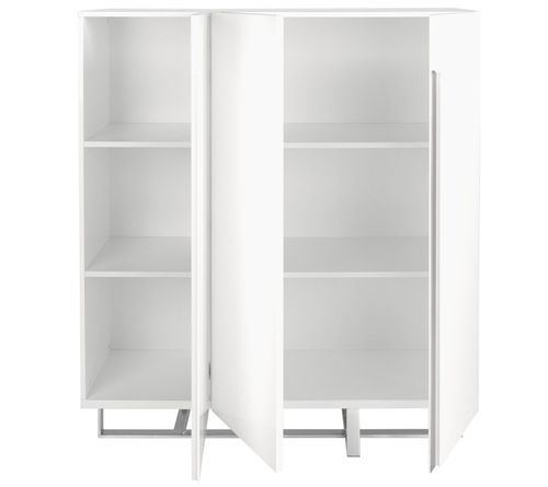 Buffet haut design 3 portes Dezina 120 cm - Laqué blanc et acier chromé - Photo n°2; ?>