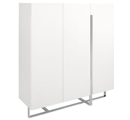 Buffet haut design 3 portes Dezina 120 cm - Laqué blanc et acier chromé - Photo n°3; ?>