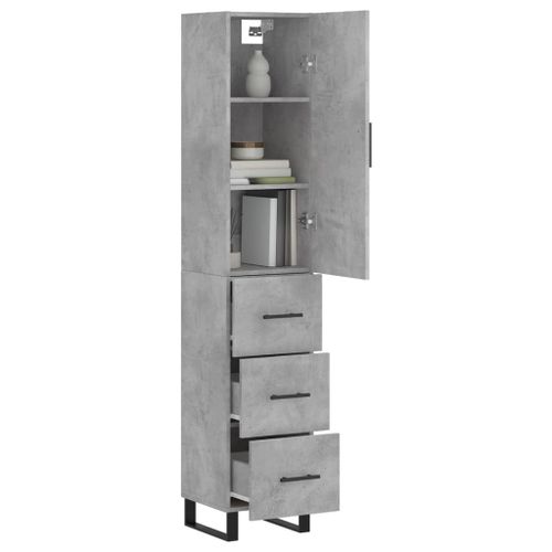 Buffet haut Gris béton 34,5x34x180 cm Bois d'ingénierie - Photo n°3; ?>