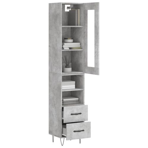 Buffet haut Gris béton 34,5x34x180 cm Bois d'ingénierie - Photo n°3; ?>