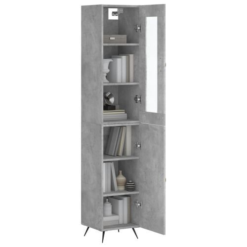 Buffet haut Gris béton 34,5x34x180 cm Bois d'ingénierie - Photo n°3; ?>