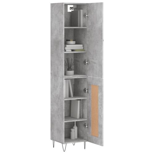 Buffet haut Gris béton 34,5x34x180 cm Bois d'ingénierie - Photo n°3; ?>