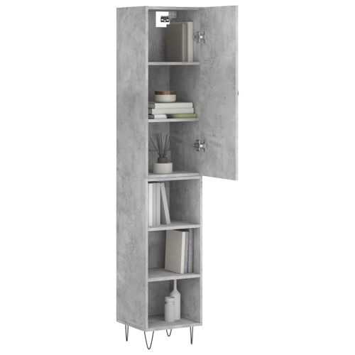 Buffet haut Gris béton 34,5x34x180 cm Bois d'ingénierie - Photo n°3; ?>