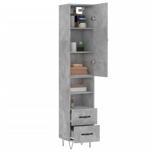 Buffet haut Gris béton 34,5x34x180 cm Bois d'ingénierie - Photo n°3; ?>