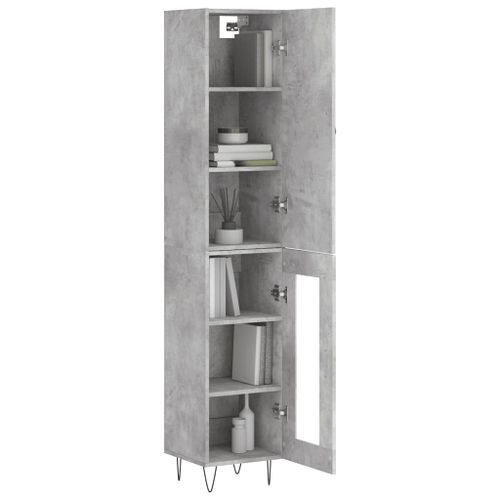 Buffet haut Gris béton 34,5x34x180 cm Bois d'ingénierie - Photo n°3; ?>