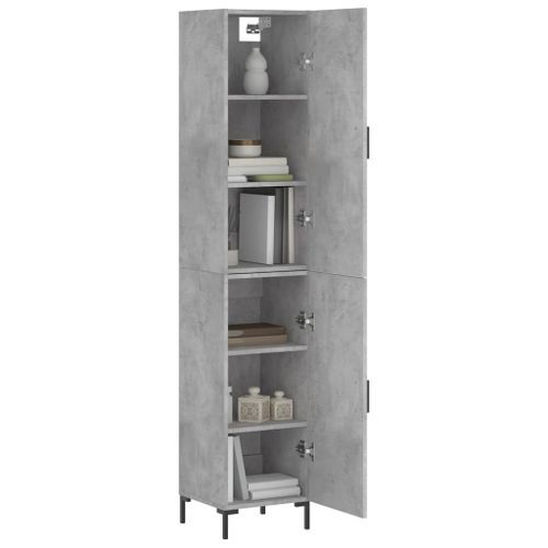 Buffet haut Gris béton 34,5x34x180 cm Bois d'ingénierie - Photo n°3; ?>