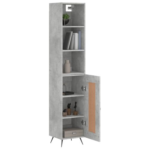 Buffet haut Gris béton 34,5x34x180 cm Bois d'ingénierie - Photo n°3; ?>