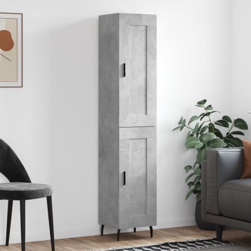 Buffet haut Gris béton 34,5x34x180 cm Bois d'ingénierie - Photo n°2; ?>