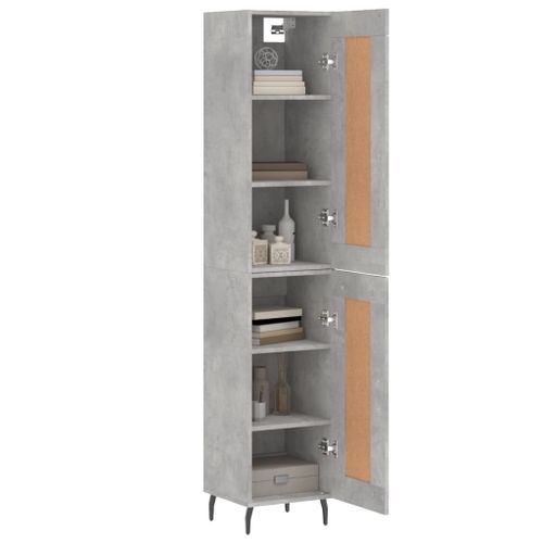 Buffet haut Gris béton 34,5x34x180 cm Bois d'ingénierie - Photo n°3; ?>