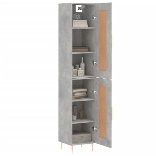 Buffet haut Gris béton 34,5x34x180 cm Bois d'ingénierie - Photo n°3; ?>